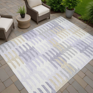 HomeRoots 10' Modern Lavender, Silver & Gray Geometric Washable Area Rug for Indoor/Outdoor Spaces - Durable & Stylish 659585