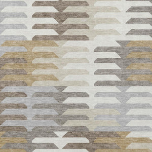 HomeRoots 10' X 14' Stylish Taupe Gray & Ivory Geometric Washable Area Rug for Indoor & Outdoor Spaces 659591