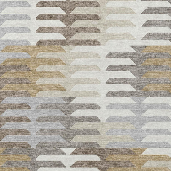 HomeRoots 10' X 14' Stylish Taupe Gray & Ivory Geometric Washable Area Rug for Indoor & Outdoor Spaces 659591