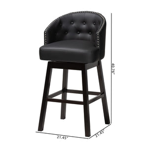 Baxton Studio Baxton Studio Avril Modern Faux Leather Tufted Swivel Barstools with Nailhead Trim - Set of 2 Black BBT5210A1-BS-Black