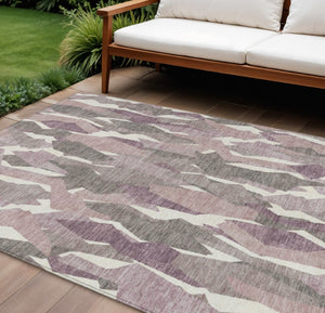HomeRoots 9' X 12' Blush and Ivory Striped Washable Area Rug – Durable, Stylish, Indoor/Outdoor Versatility! 659602