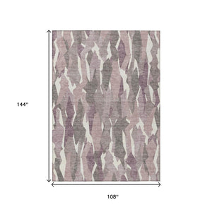 HomeRoots 9' X 12' Blush and Ivory Striped Washable Area Rug – Durable, Stylish, Indoor/Outdoor Versatility! 659602