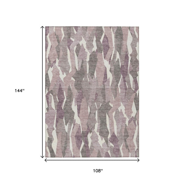 HomeRoots 9' X 12' Blush and Ivory Striped Washable Area Rug – Durable, Stylish, Indoor/Outdoor Versatility! 659602