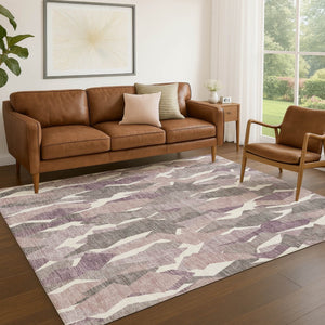 HomeRoots 9' X 12' Blush and Ivory Striped Washable Area Rug – Durable, Stylish, Indoor/Outdoor Versatility! 659602