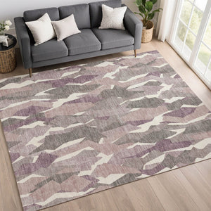 HomeRoots 9' X 12' Blush and Ivory Striped Washable Area Rug – Durable, Stylish, Indoor/Outdoor Versatility! 659602