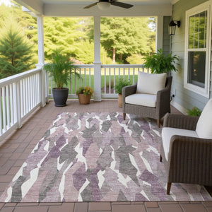 HomeRoots 9' X 12' Blush and Ivory Striped Washable Area Rug – Durable, Stylish, Indoor/Outdoor Versatility! 659602
