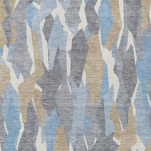 HomeRoots 5' X 8' Denim Blue Striped Area Rug - Durable, Washable, Indoor/Outdoor Design for High-Traffic Spaces 659605