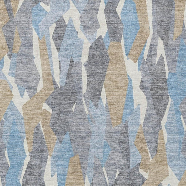 HomeRoots 5' X 8' Denim Blue Striped Area Rug - Durable, Washable, Indoor/Outdoor Design for High-Traffic Spaces 659605