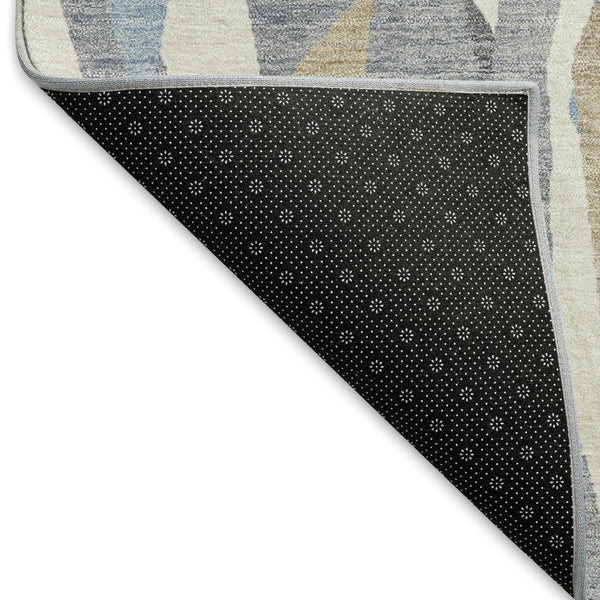 HomeRoots 8' Denim Blue Khaki Ivory Striped Washable Area Rug - Indoor Outdoor Durable Design for All Spaces 659607