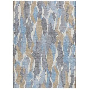 HomeRoots 10' Denim Blue Khaki Ivory Striped Area Rug - Durable, Machine Washable for Indoor & Outdoor Use 659609