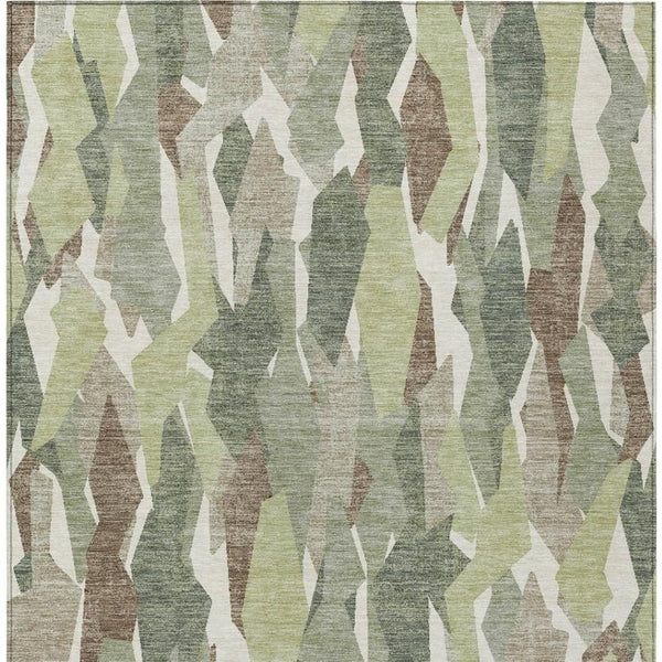 HomeRoots 5' X 8' Washable Indoor-Outdoor Area Rug - Stylish Fern Green Stripe, Durable, Kid & Pet Friendly 659611