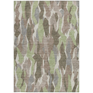 HomeRoots 9' Coffee Fern Green & Khaki Striped Washable Area Rug for Indoor/Outdoor Use, Durable & Stylish 659620