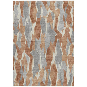 HomeRoots 5' X 8' Stylish Chili Red, Granite Gray & Ivory Striped Washable Rug for Indoor/Outdoor Use! 659623