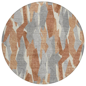 HomeRoots 8' Chili Red Round Indoor Outdoor Area Rug - Stylish Striped Design, Washable & Durable for High Traffic Areas 659624