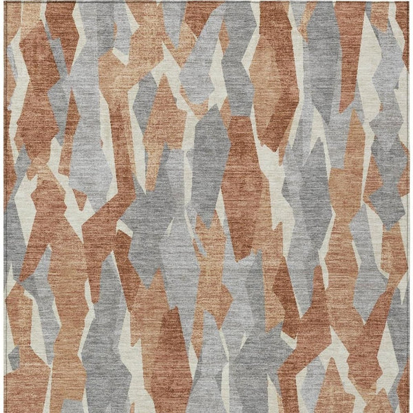 HomeRoots 9' Stylish Chili Red, Granite Gray & Ivory Striped Washable Indoor/Outdoor Area Rug for Any Space 659626