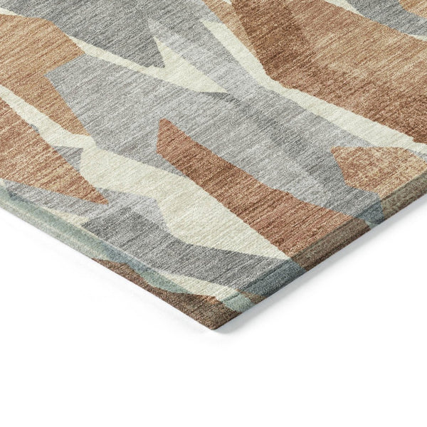 HomeRoots 9' Stylish Chili Red, Granite Gray & Ivory Striped Washable Indoor/Outdoor Area Rug for Any Space 659626