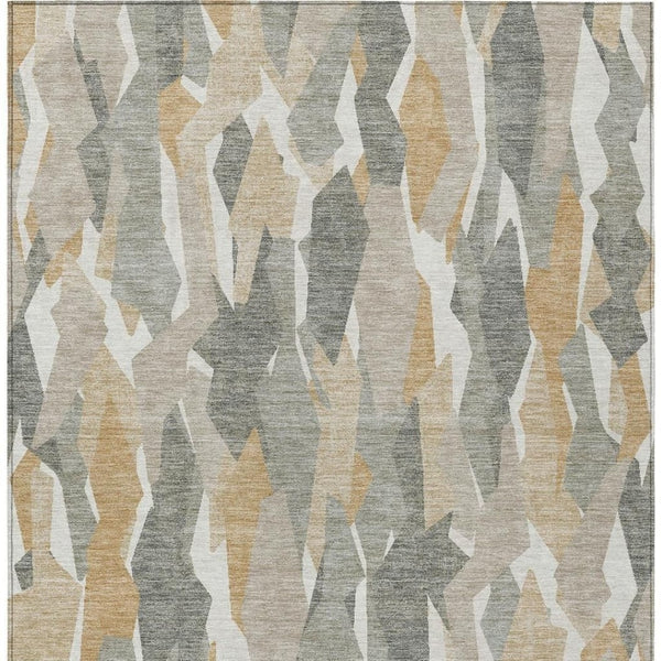 HomeRoots 8' X 10' Durable Washable Area Rug – Striped Pewter Wheat & Ivory Design for Indoor/Outdoor Use 659631