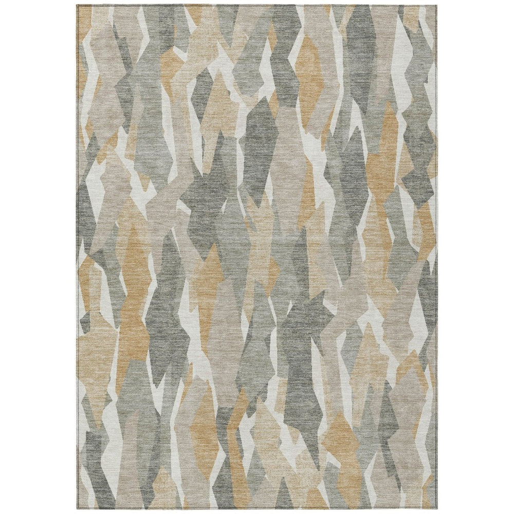 HomeRoots 8' X 10' Durable Washable Area Rug – Striped Pewter Wheat & Ivory Design for Indoor/Outdoor Use 659631