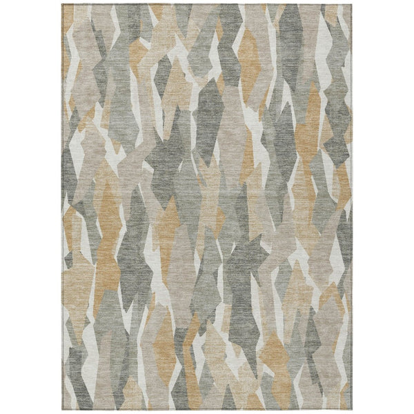 HomeRoots 8' X 10' Durable Washable Area Rug – Striped Pewter Wheat & Ivory Design for Indoor/Outdoor Use 659631