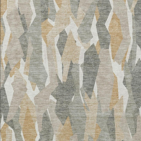 HomeRoots 8' X 10' Durable Washable Area Rug – Striped Pewter Wheat & Ivory Design for Indoor/Outdoor Use 659631