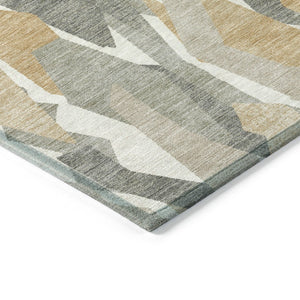 HomeRoots 10' Stylish Pewter Wheat Ivory Striped Washable Area Rug - Durable Indoor Outdoor Décor for All Spaces 659633