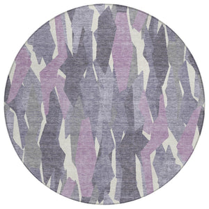 HomeRoots 8' Striped Area Rug in Purple, Gray & Ivory – Durable, Washable Design for Indoor & Outdoor Use! 659636