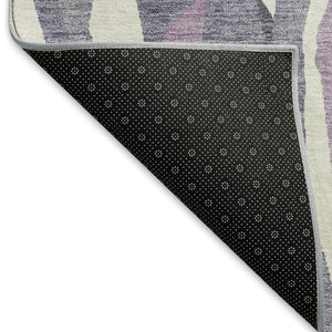 HomeRoots 8' Striped Area Rug in Purple, Gray & Ivory – Durable, Washable Design for Indoor & Outdoor Use! 659636