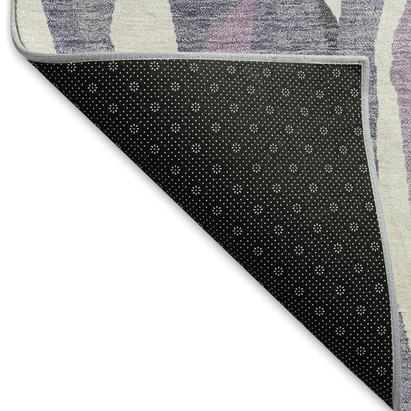 HomeRoots 8' Striped Area Rug in Purple, Gray & Ivory – Durable, Washable Design for Indoor & Outdoor Use! 659636