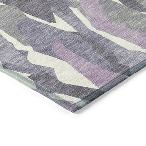 HomeRoots 8' Striped Area Rug in Purple, Gray & Ivory – Durable, Washable Design for Indoor & Outdoor Use! 659636