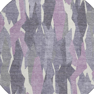 HomeRoots 8' Striped Area Rug in Purple, Gray & Ivory – Durable, Washable Design for Indoor & Outdoor Use! 659636