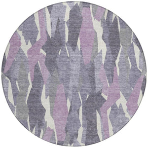 HomeRoots 8' Striped Area Rug in Purple, Gray & Ivory – Durable, Washable Design for Indoor & Outdoor Use! 659636