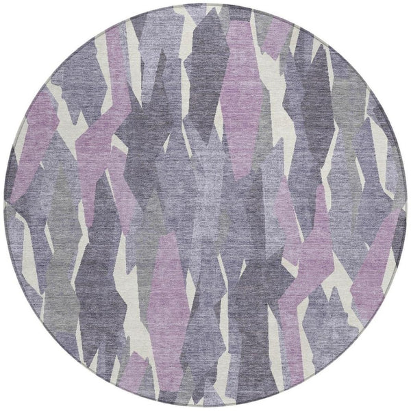 HomeRoots 8' Striped Area Rug in Purple, Gray & Ivory – Durable, Washable Design for Indoor & Outdoor Use! 659636