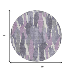 HomeRoots 8' Striped Area Rug in Purple, Gray & Ivory – Durable, Washable Design for Indoor & Outdoor Use! 659636