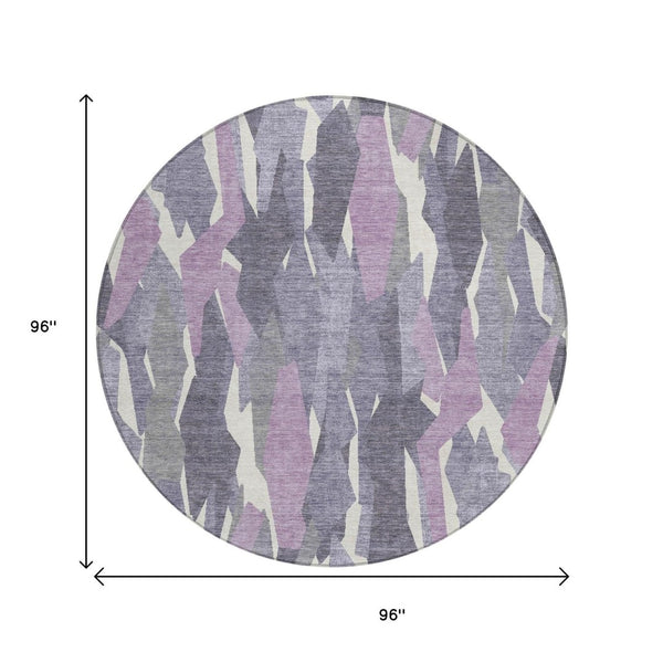 HomeRoots 8' Striped Area Rug in Purple, Gray & Ivory – Durable, Washable Design for Indoor & Outdoor Use! 659636