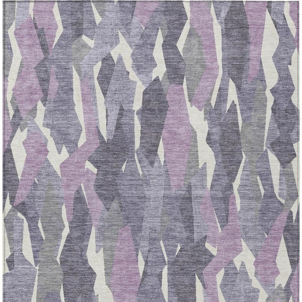 HomeRoots 9' X 12' Striped Indoor Outdoor Area Rug in Purple, Gray & Ivory - Washable, Durable & Stylish 659638