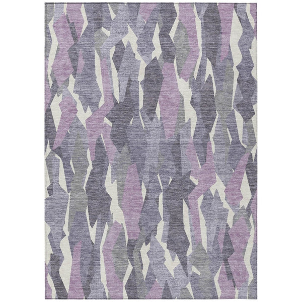 HomeRoots 10' Stylish Purple Gray Ivory Striped Washable Area Rug - Perfect for Indoor & Outdoor Spaces! 659639