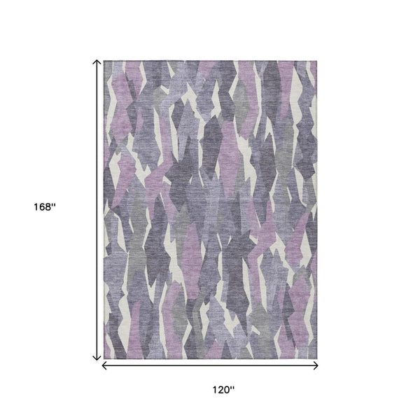 HomeRoots 10' Stylish Purple Gray Ivory Striped Washable Area Rug - Perfect for Indoor & Outdoor Spaces! 659639