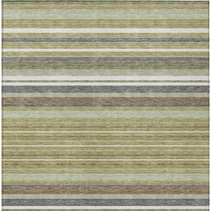 HomeRoots 10' Artichoke Green Striped Washable Area Rug - Indoor/Outdoor, Durable & Stylish for High Traffic Use 659651