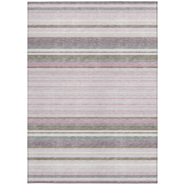 HomeRoots 5' X 8' Blush Purple & Ivory Striped Area Rug - Durable, Washable, Perfect for Indoor & Outdoor Spaces! 659653