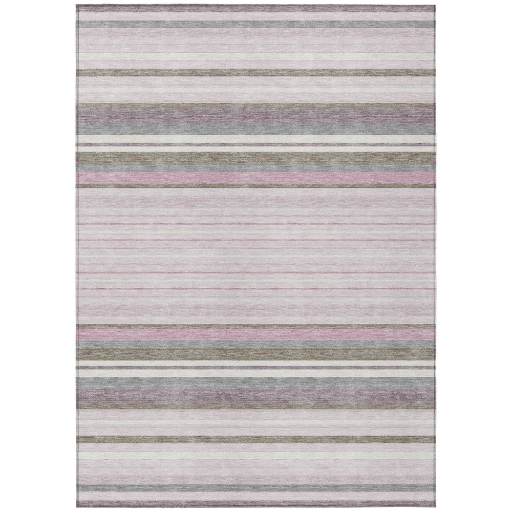 HomeRoots 9' X 12' Blush Purple & Ivory Striped Indoor/Outdoor Area Rug – Durable, Washable, Stylish Design! 659656