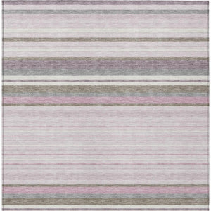 HomeRoots 10' Stylish Blush Purple & Ivory Striped Area Rug - Washable, Durable for Indoor & Outdoor Use 659657