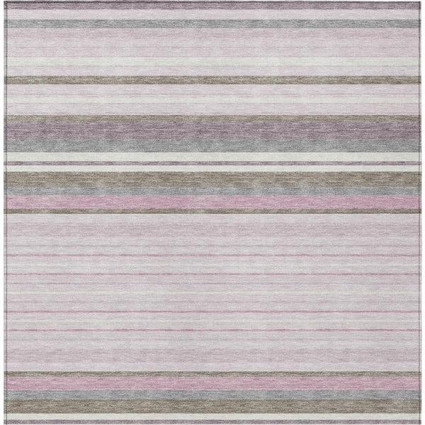 HomeRoots 10' Stylish Blush Purple & Ivory Striped Area Rug - Washable, Durable for Indoor & Outdoor Use 659657