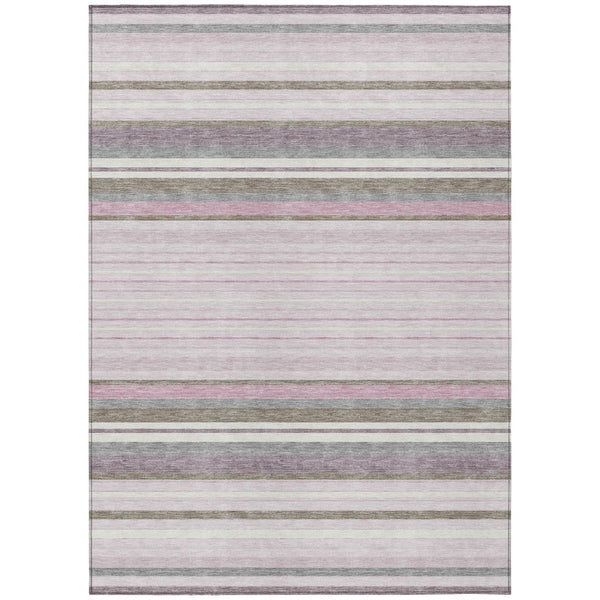 HomeRoots 10' Stylish Blush Purple & Ivory Striped Area Rug - Washable, Durable for Indoor & Outdoor Use 659657