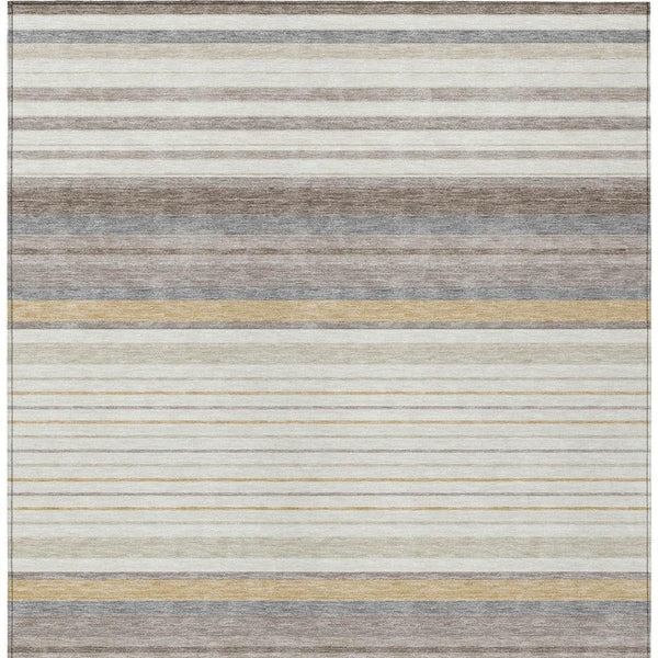 HomeRoots 8' X 10' Striped Washable Area Rug - Durable Ivory, Taupe, Beige Design for Indoor & Outdoor Spaces 659661