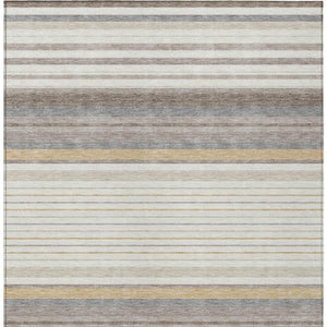 HomeRoots 9' X 12' Washable Ivory Taupe Beige Striped Area Rug – Durable, Stylish, Perfect for Indoor & Outdoor Use! 659662