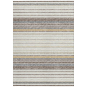 HomeRoots 10' Striped Indoor Outdoor Area Rug - Ivory, Taupe & Beige - Washable, Durable & Versatile Design! 659663