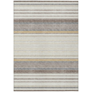 HomeRoots 10' Striped Indoor Outdoor Area Rug - Ivory, Taupe & Beige - Washable, Durable & Versatile Design! 659663