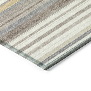 HomeRoots 10' Striped Indoor Outdoor Area Rug - Ivory, Taupe & Beige - Washable, Durable & Versatile Design! 659663