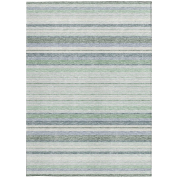 HomeRoots 8' Mint Green and Ivory Striped Washable Area Rug - Durable, Versatile Indoor/Outdoor Decor Accent 659667