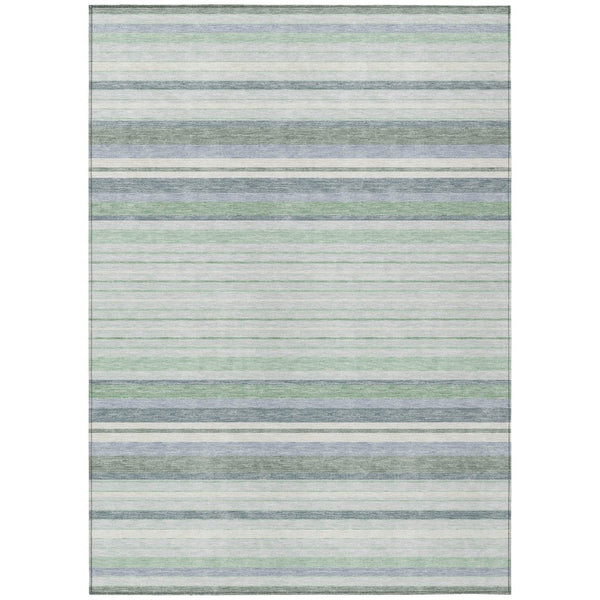 HomeRoots 8' Mint Green and Ivory Striped Washable Area Rug - Durable, Versatile Indoor/Outdoor Decor Accent 659667